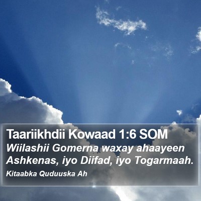Taariikhdii Kowaad 1:6 SOM Bible Verse Image