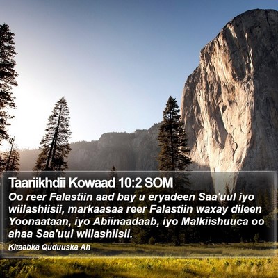 Taariikhdii Kowaad 10:2 SOM Bible Verse Image