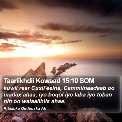Taariikhdii Kowaad 15:10 SOM Bible Verse Image