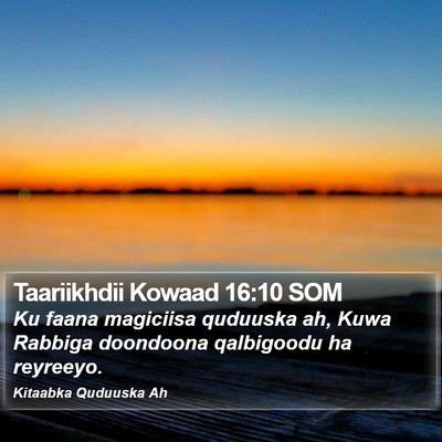 Taariikhdii Kowaad 16:10 SOM Bible Verse Image