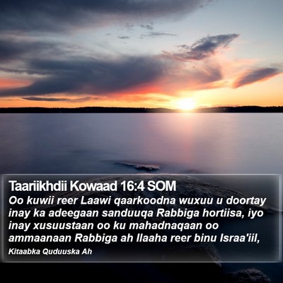 Taariikhdii Kowaad 16:4 SOM Bible Verse Image