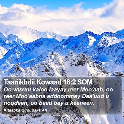 Taariikhdii Kowaad 18:2 SOM Bible Verse Image