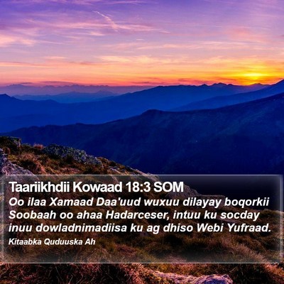 Taariikhdii Kowaad 18:3 SOM Bible Verse Image