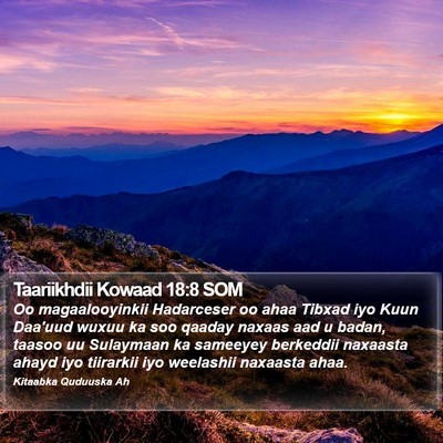 Taariikhdii Kowaad 18:8 SOM Bible Verse Image
