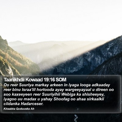 Taariikhdii Kowaad 19:16 SOM Bible Verse Image