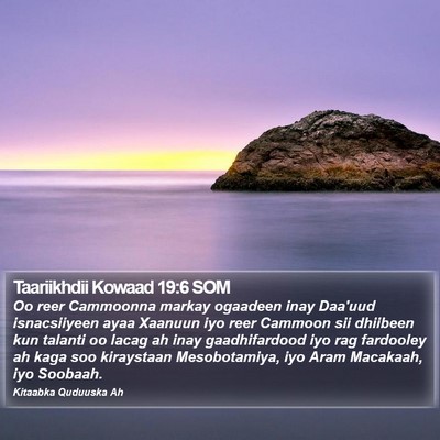 Taariikhdii Kowaad 19:6 SOM Bible Verse Image