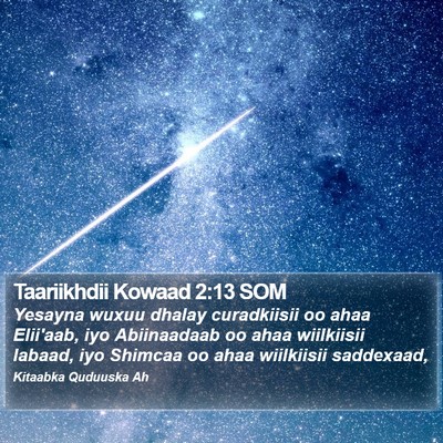 Taariikhdii Kowaad 2:13 SOM Bible Verse Image