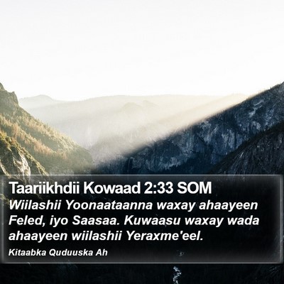 Taariikhdii Kowaad 2:33 SOM Bible Verse Image
