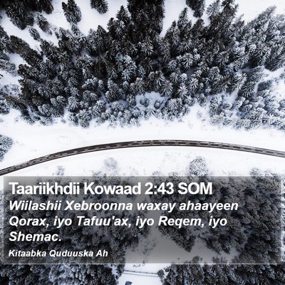Taariikhdii Kowaad 2:43 SOM Bible Verse Image