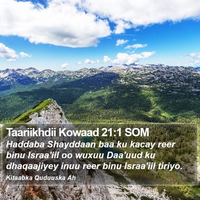 Taariikhdii Kowaad 21:1 SOM Bible Verse Image
