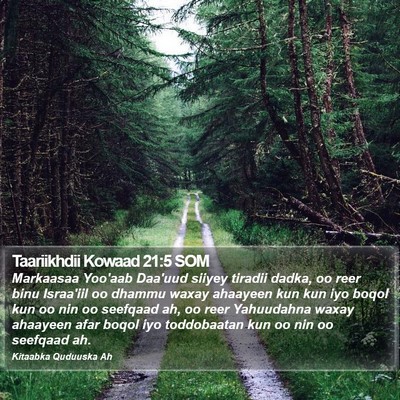 Taariikhdii Kowaad 21:5 SOM Bible Verse Image