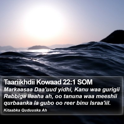 Taariikhdii Kowaad 22:1 SOM Bible Verse Image