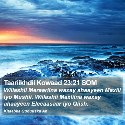 Taariikhdii Kowaad 23:21 SOM Bible Verse Image