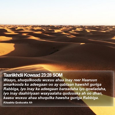 Taariikhdii Kowaad 23:28 SOM Bible Verse Image