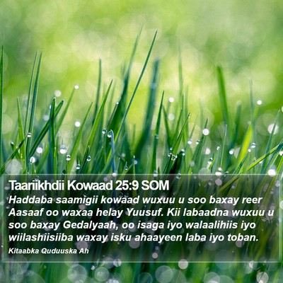 Taariikhdii Kowaad 25:9 SOM Bible Verse Image