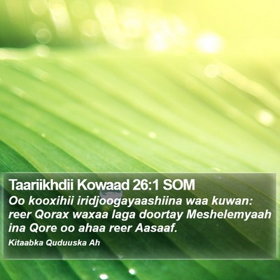 Taariikhdii Kowaad 26:1 SOM Bible Verse Image