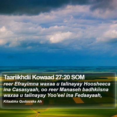 Taariikhdii Kowaad 27:20 SOM Bible Verse Image