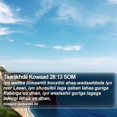 Taariikhdii Kowaad 28:13 SOM Bible Verse Image