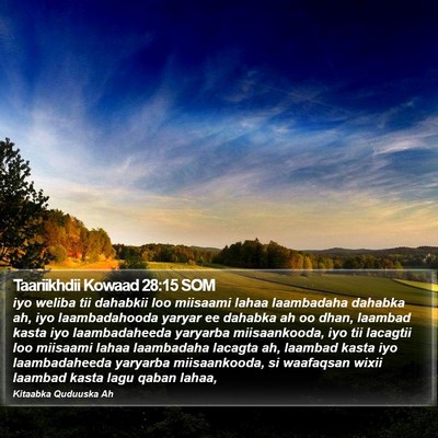 Taariikhdii Kowaad 28:15 SOM Bible Verse Image