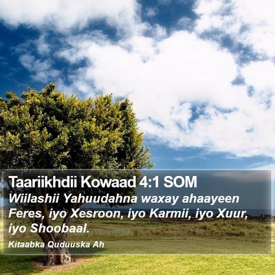 Taariikhdii Kowaad 4:1 SOM Bible Verse Image