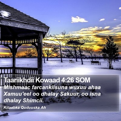 Taariikhdii Kowaad 4:26 SOM Bible Verse Image