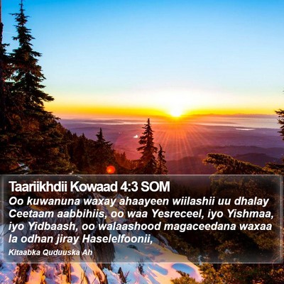 Taariikhdii Kowaad 4:3 SOM Bible Verse Image
