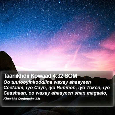 Taariikhdii Kowaad 4:32 SOM Bible Verse Image