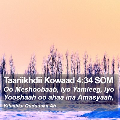 Taariikhdii Kowaad 4:34 SOM Bible Verse Image
