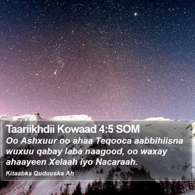 Taariikhdii Kowaad 4:5 SOM Bible Verse Image