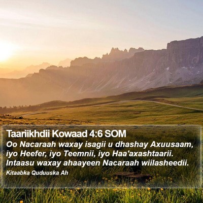 Taariikhdii Kowaad 4:6 SOM Bible Verse Image