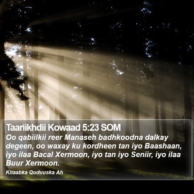 Taariikhdii Kowaad 5:23 SOM Bible Verse Image
