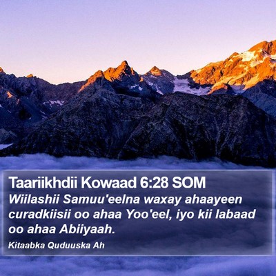 Taariikhdii Kowaad 6:28 SOM Bible Verse Image