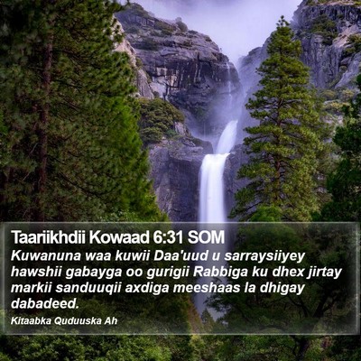 Taariikhdii Kowaad 6:31 SOM Bible Verse Image