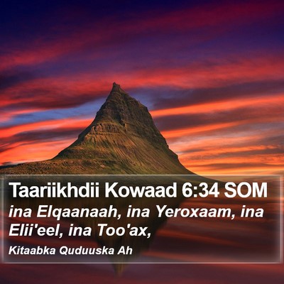 Taariikhdii Kowaad 6:34 SOM Bible Verse Image