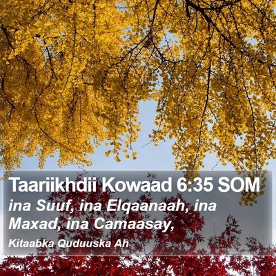 Taariikhdii Kowaad 6:35 SOM Bible Verse Image