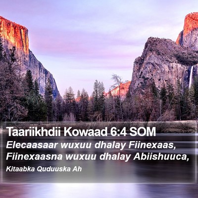 Taariikhdii Kowaad 6:4 SOM Bible Verse Image