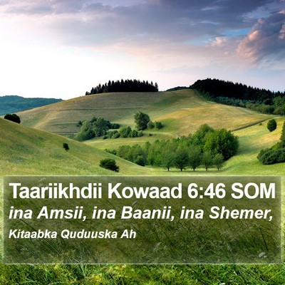 Taariikhdii Kowaad 6:46 SOM Bible Verse Image