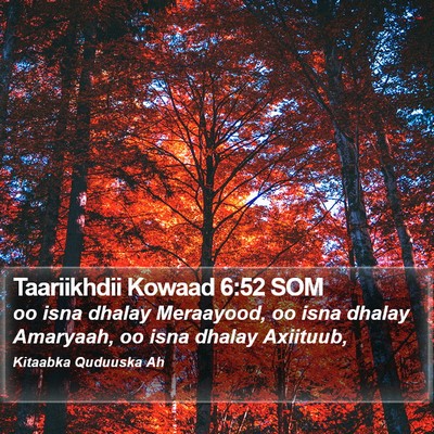 Taariikhdii Kowaad 6:52 SOM Bible Verse Image