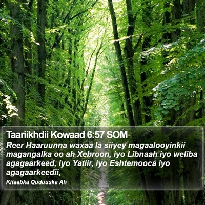 Taariikhdii Kowaad 6:57 SOM Bible Verse Image