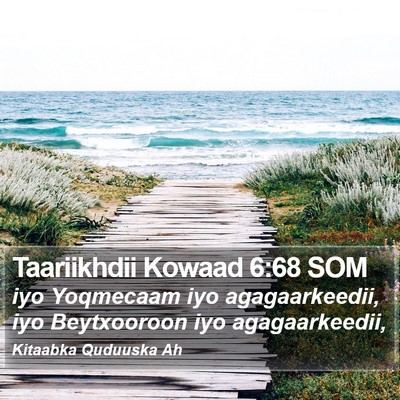 Taariikhdii Kowaad 6:68 SOM Bible Verse Image