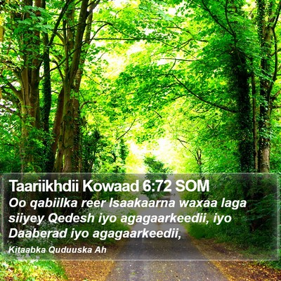 Taariikhdii Kowaad 6:72 SOM Bible Verse Image