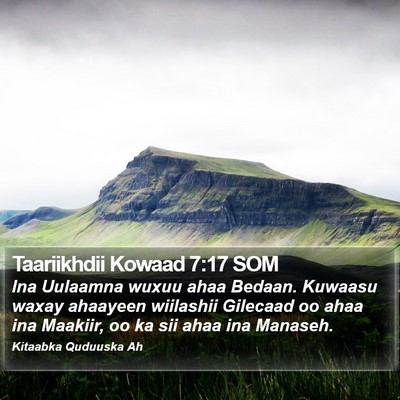 Taariikhdii Kowaad 7:17 SOM Bible Verse Image