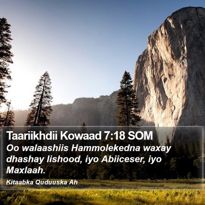 Taariikhdii Kowaad 7:18 SOM Bible Verse Image