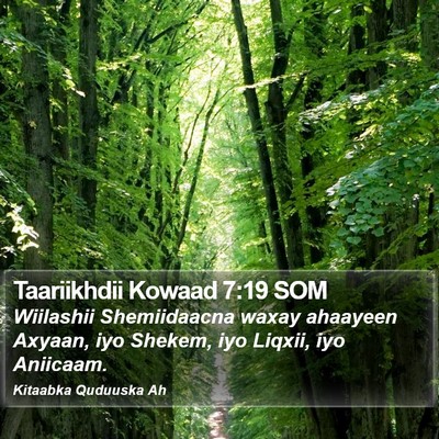 Taariikhdii Kowaad 7:19 SOM Bible Verse Image