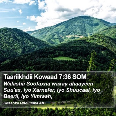 Taariikhdii Kowaad 7:36 SOM Bible Verse Image