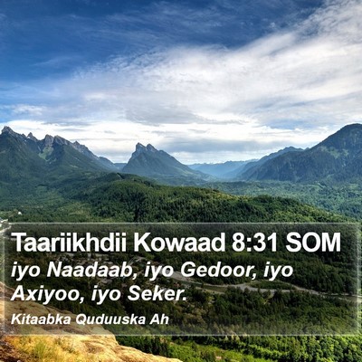 Taariikhdii Kowaad 8:31 SOM Bible Verse Image