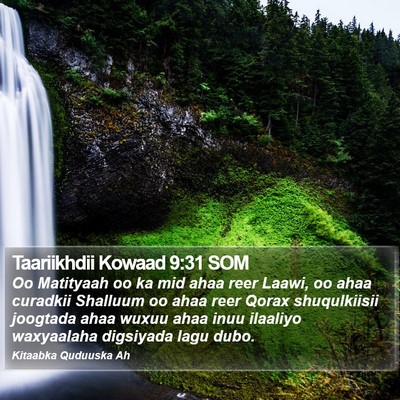 Taariikhdii Kowaad 9:31 SOM Bible Verse Image