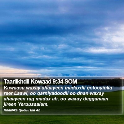 Taariikhdii Kowaad 9:34 SOM Bible Verse Image