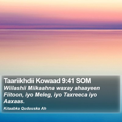 Taariikhdii Kowaad 9:41 SOM Bible Verse Image