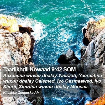 Taariikhdii Kowaad 9:42 SOM Bible Verse Image